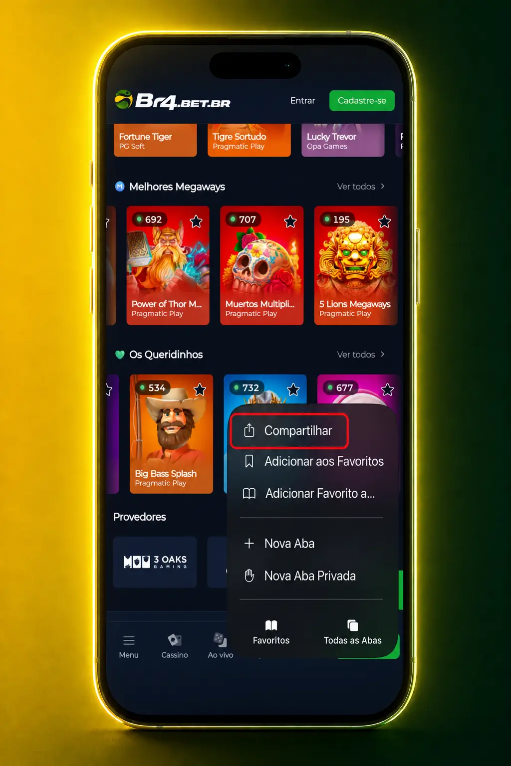 Passo a passo para instalar o app BR4bet em versão PWA no iPhone via Safari, sem ocupar memória extra