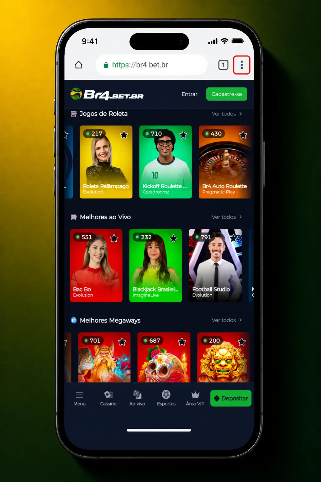 Passo a passo para baixar e instalar o APK da BR4bet no Android em três etapas simples.