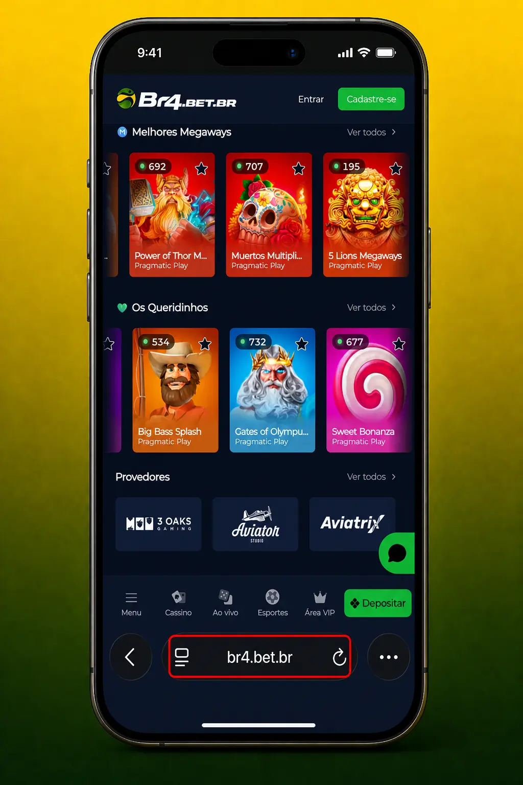 Passo a passo para instalar o aplicativo BR4bet PWA no iPhone via Safari, adicionando o ícone à tela de início.