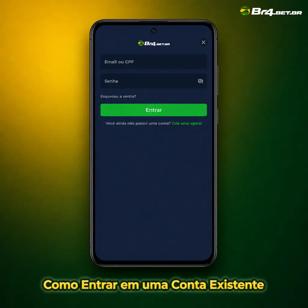 Tela de login da BR4bet mostrando como acessar uma conta existente com usuário e senha cadastrados.