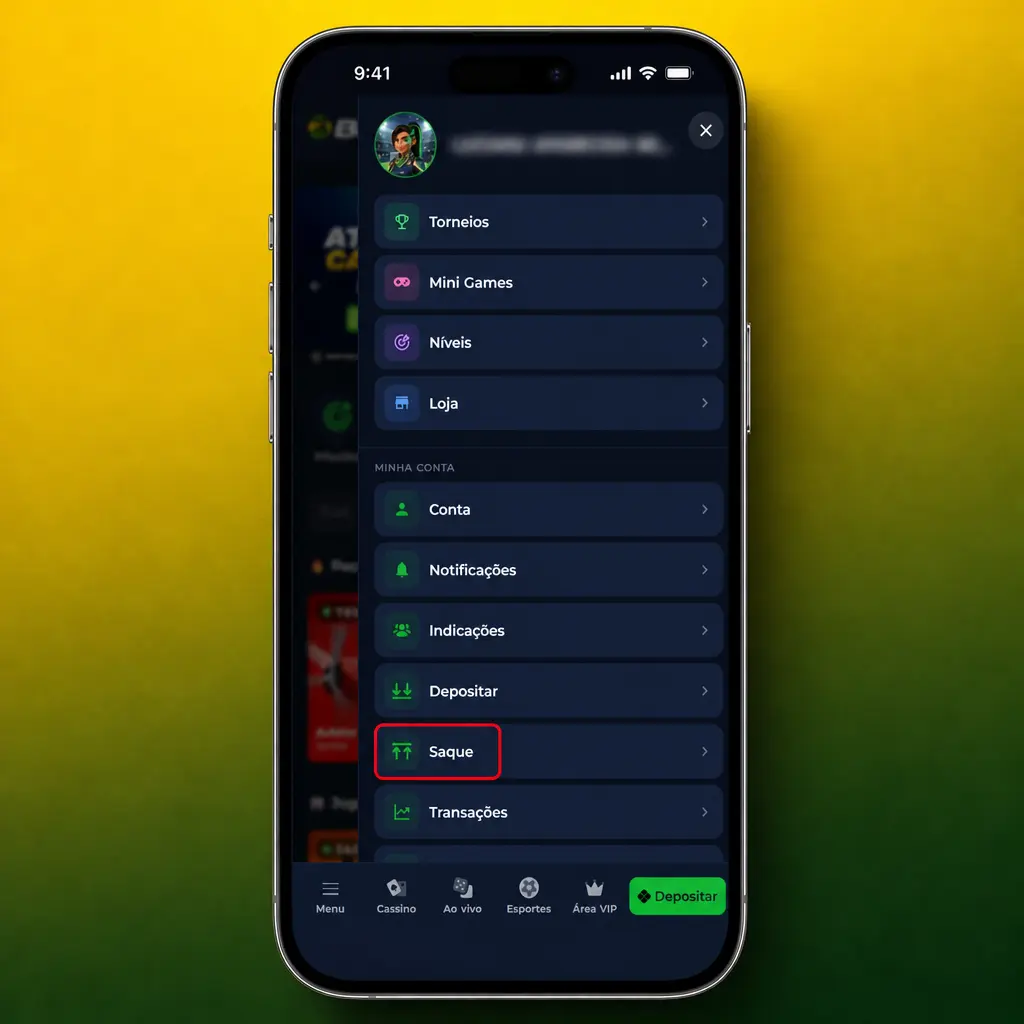 Passo a passo para sacar fundos via Pix no aplicativo BR4bet, com tela de confirmação do saque