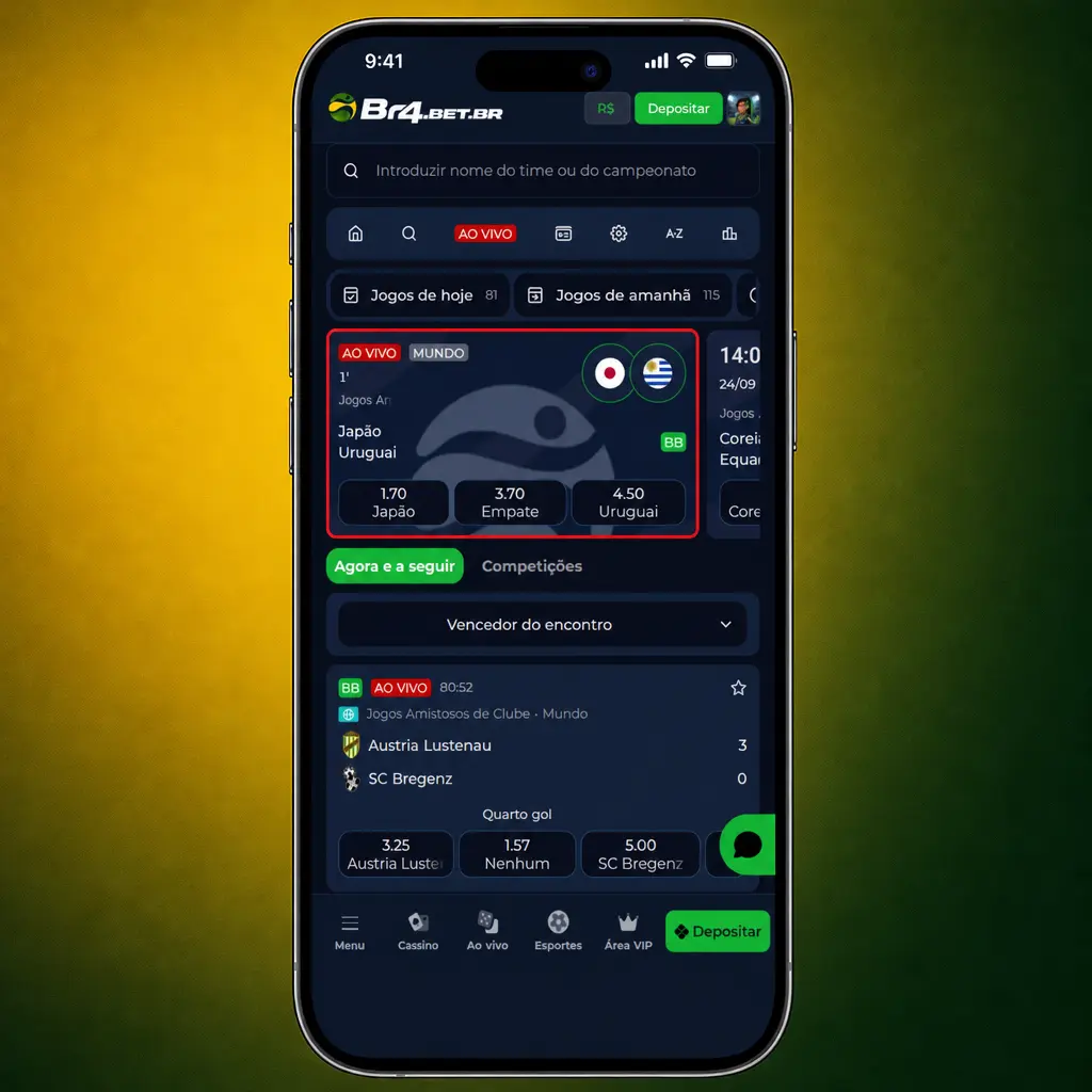 Guia passo a passo para apostar no aplicativo BR4bet: login, escolha do esporte, seleção da odd e confirmação da aposta.