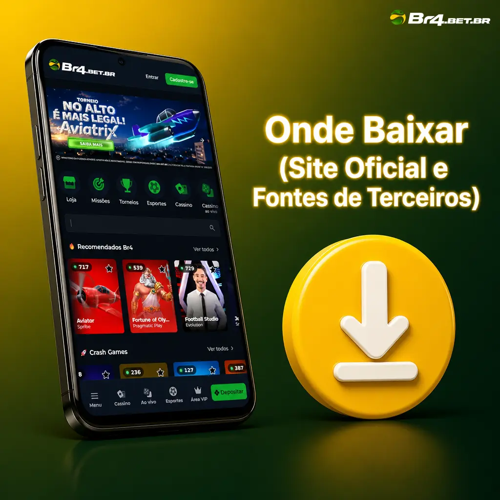 Botão de download oficial do APK BR4bet para instalação segura e sem riscos de malware