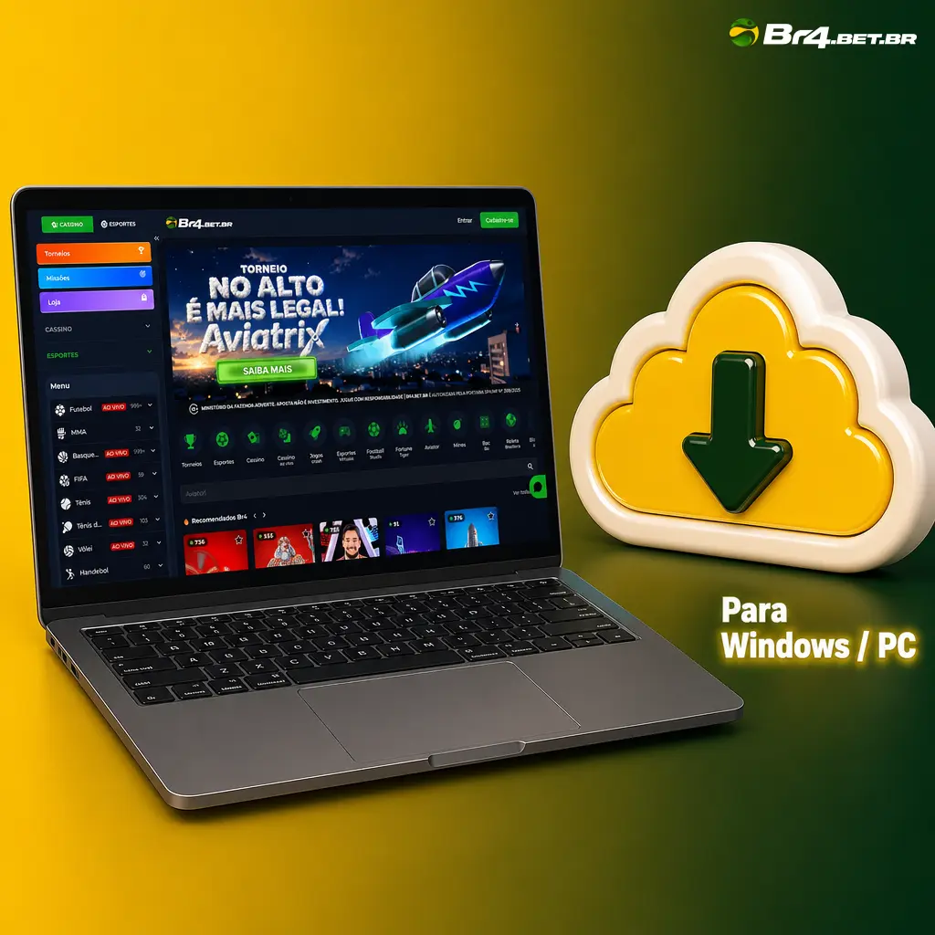 Aplicativo da BR4bet para Windows/PC, com login independente e acesso estável à plataforma
