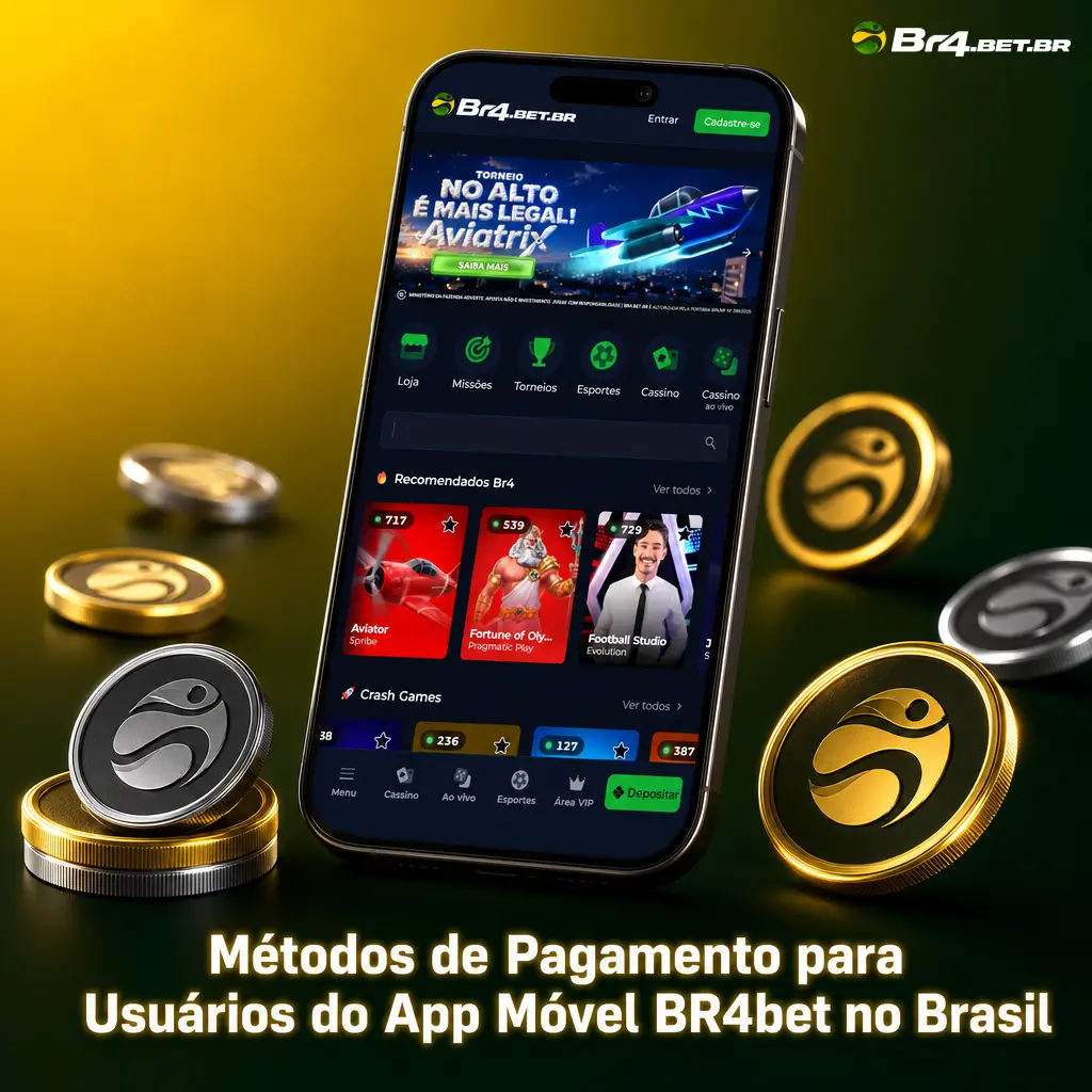 Métodos de pagamento disponíveis no app móvel BR4bet no Brasil: Pix, boleto, cartão de crédito, TED e carteiras digitais