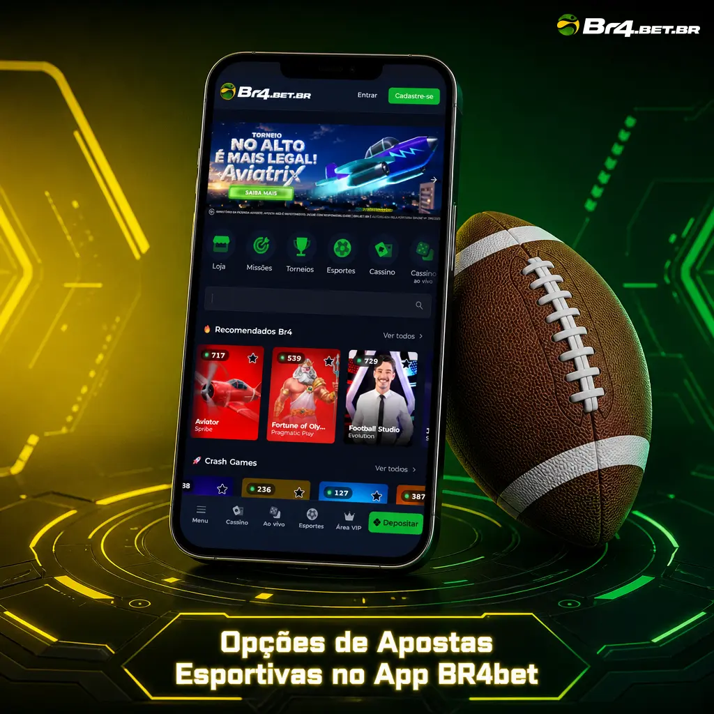 Opções de apostas esportivas no app BR4bet: futebol, basquete, tênis, vôlei, MMA, eSports, Fórmula 1 e tênis de mesa.